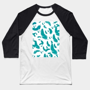 Teal Feathers Baseball T-Shirt